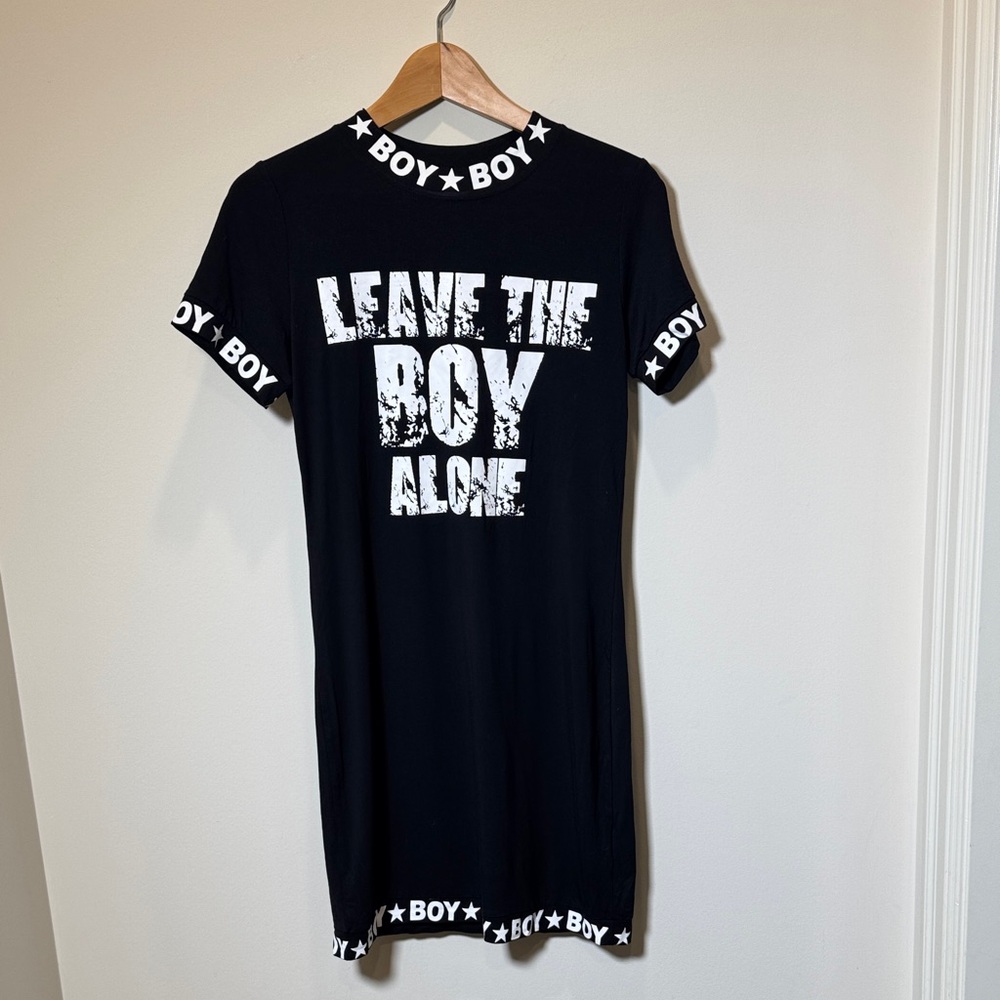 BOY London Black Graphic T-Shirt Dress. Size Sm.